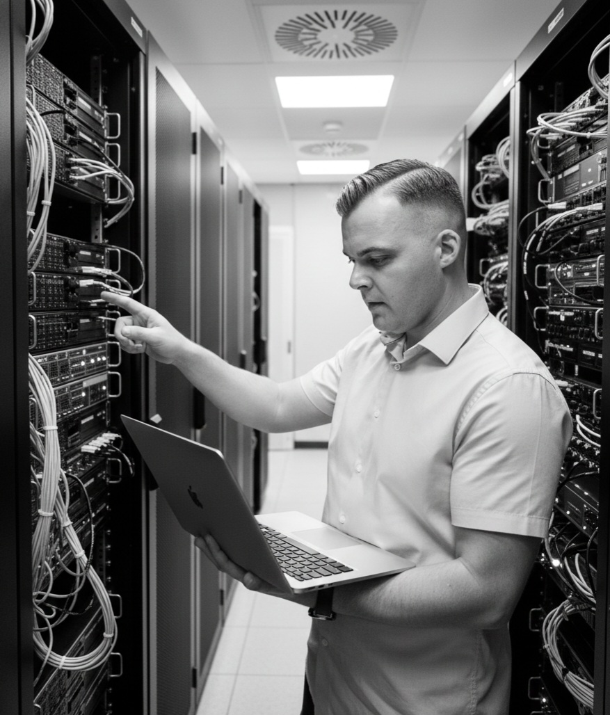 IT-Techniker im Serverraum